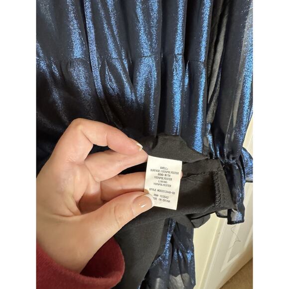 Code x Mode Metallic‎ Blue Tiered Dress Loose Fit Long Sleeve Size S Fairy - Picture 3 of 7